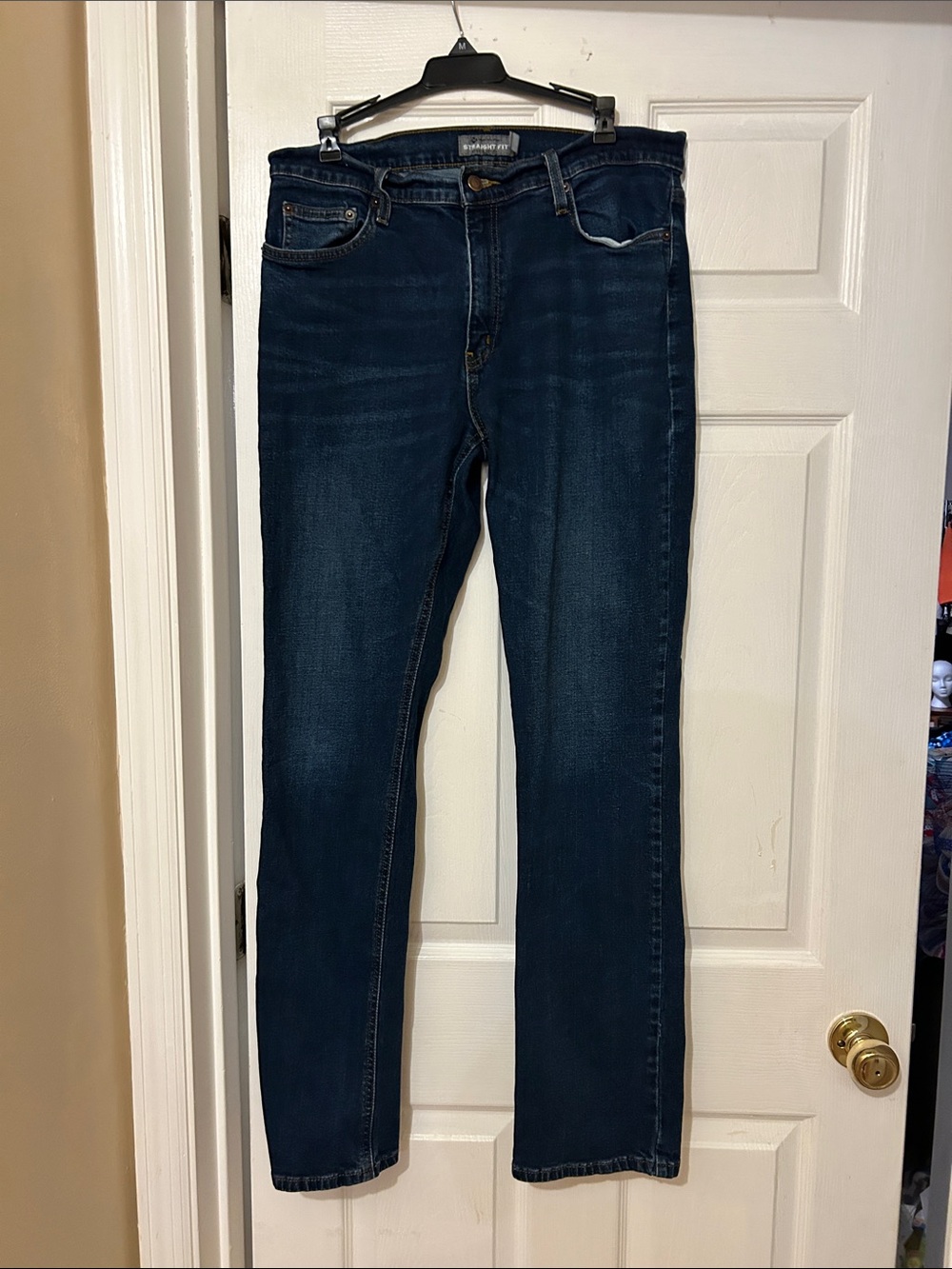 Men's Straight-Leg Jeans in Dark Blue Denim